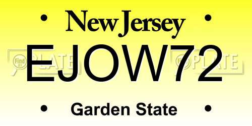 EJOW72 New Jersey License Plate