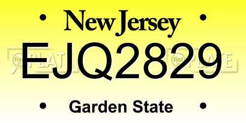 EJQ2829 New Jersey License Plate