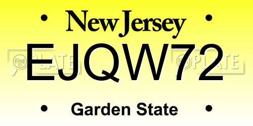 EJQW72 New Jersey License Plate