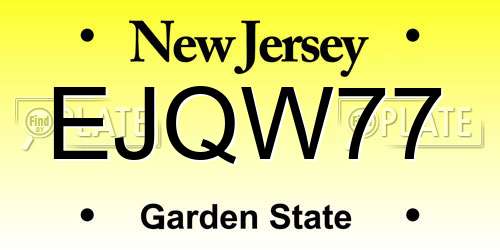 EJQW77 New Jersey License Plate
