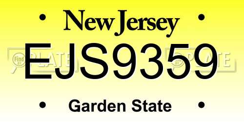 EJS9359 New Jersey License Plate