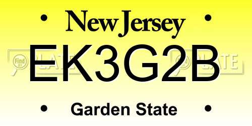 EK3G2B New Jersey License Plate