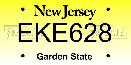 EKE628 New Jersey License Plate