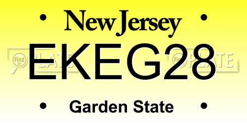 EKEG28 New Jersey License Plate