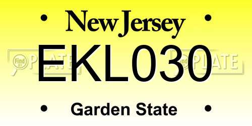 EKL030 New Jersey License Plate
