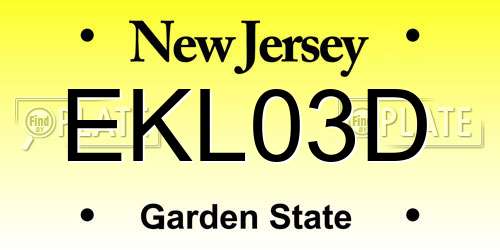 EKL03D New Jersey License Plate