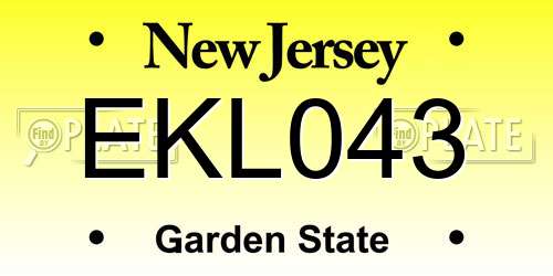 EKL043 New Jersey License Plate