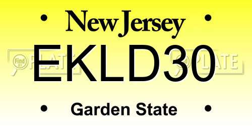 EKLD30 New Jersey License Plate