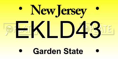 EKLD43 New Jersey License Plate