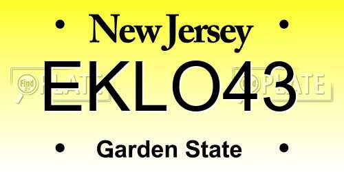 EKLO43 New Jersey License Plate