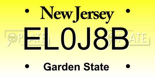 EL0J8B New Jersey License Plate