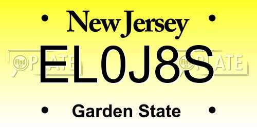 EL0J8S New Jersey License Plate