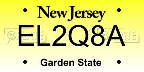 EL2Q8A New Jersey License Plate