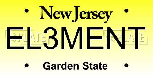 EL3MENT New Jersey License Plate
