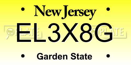 EL3X8G New Jersey License Plate