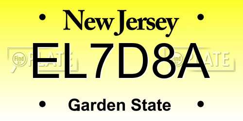 EL7D8A New Jersey License Plate