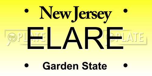 ELARE New Jersey License Plate