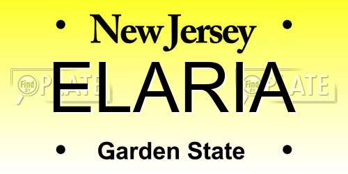 ELARIA New Jersey License Plate