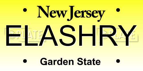 ELASHRY New Jersey License Plate