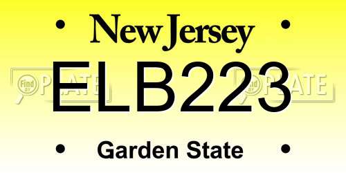 ELB223 New Jersey License Plate