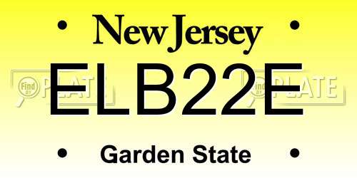 ELB22E New Jersey License Plate