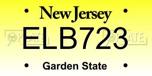 ELB723 New Jersey License Plate
