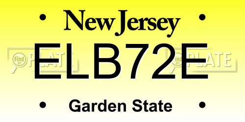 ELB72E New Jersey License Plate