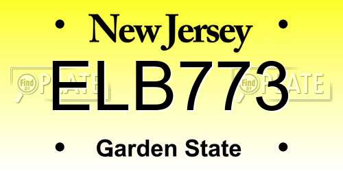 ELB773 New Jersey License Plate
