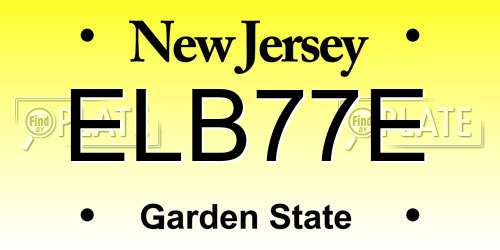 ELB77E New Jersey License Plate