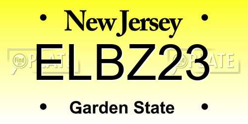 ELBZ23 New Jersey License Plate