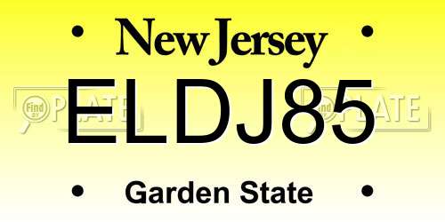 ELDJ85 New Jersey License Plate