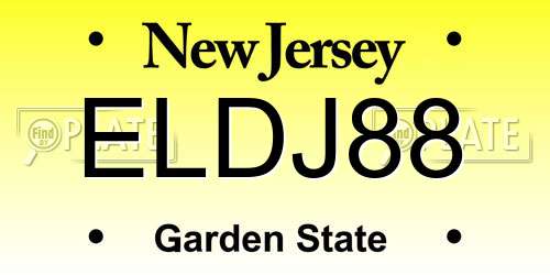 ELDJ88 New Jersey License Plate