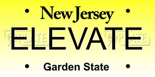 ELEVATE New Jersey License Plate