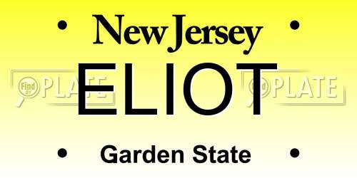 ELIOT New Jersey License Plate