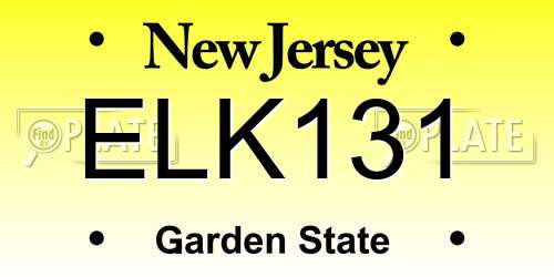 ELK131 New Jersey License Plate