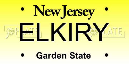 ELKIRY New Jersey License Plate