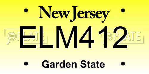 ELM412 New Jersey License Plate