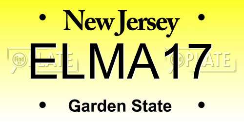 ELMA17 New Jersey License Plate