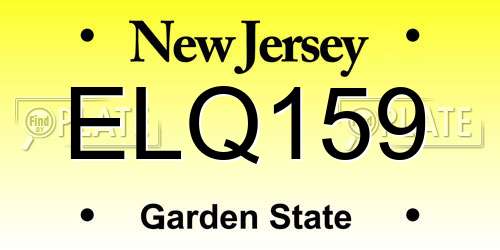 ELQ159 New Jersey License Plate