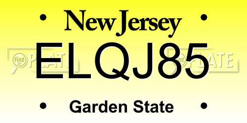 ELQJ85 New Jersey License Plate