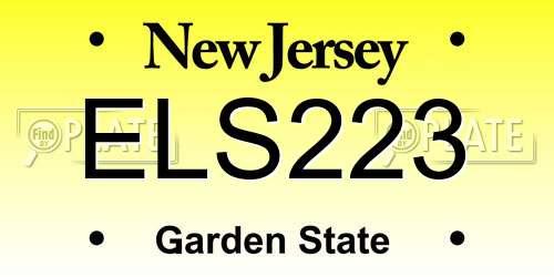 ELS223 New Jersey License Plate