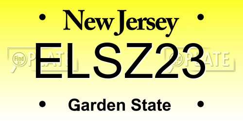 ELSZ23 New Jersey License Plate