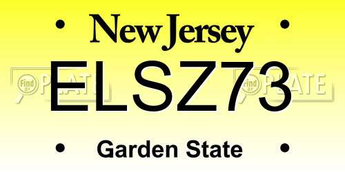 ELSZ73 New Jersey License Plate