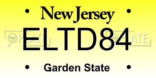 ELTD84 New Jersey License Plate