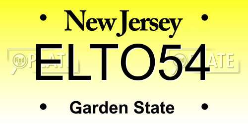 ELTO54 New Jersey License Plate