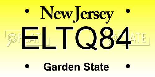 ELTQ84 New Jersey License Plate