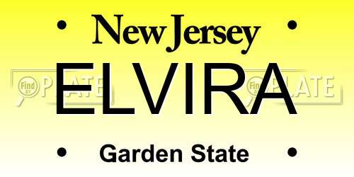 ELVIRA New Jersey License Plate