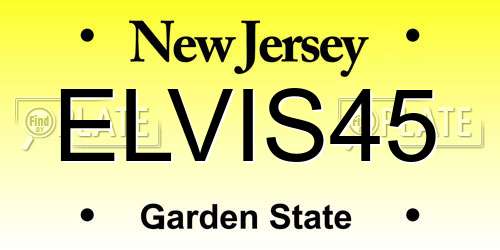 ELVIS45 New Jersey License Plate