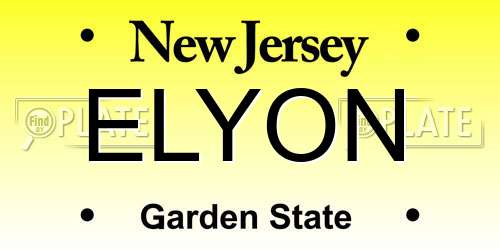 ELYON New Jersey License Plate