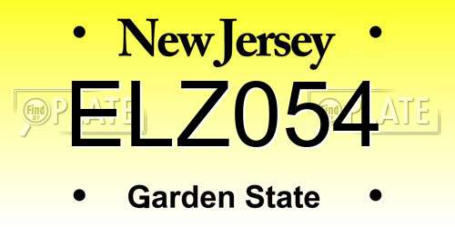 ELZ054 New Jersey License Plate